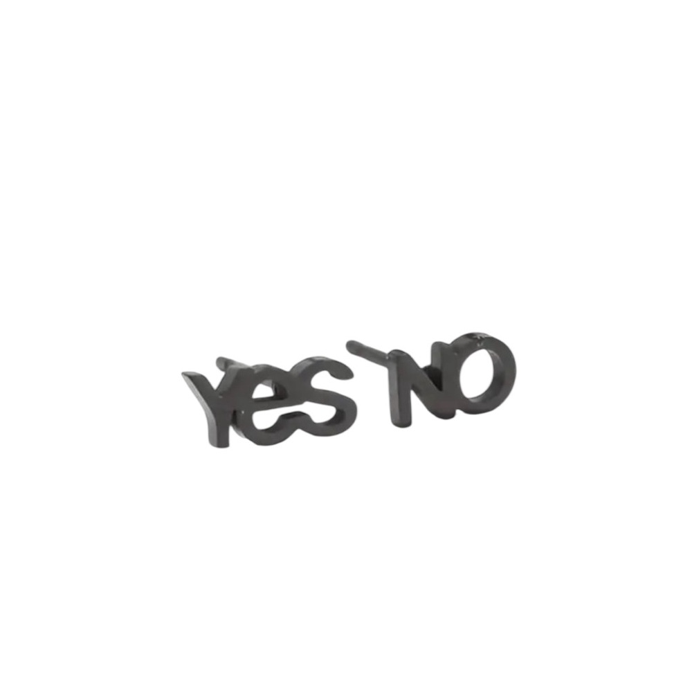 Black Stainless Steel “Yes No” Earrings